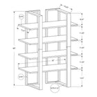 Monarch Specialties 7239 60"H Bookcase - Espresso/Silver Metal-Dimensions: 60"H x 32"W x 13"D