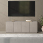 Hudson&Canal - Meuble TV rectangulaire cannelé Halifax pour téléviseurs jusqu'à 75 pouces, en aulne blanc-Fabriqué en MDF et PVC robustes avec une finition blanche aulne réalisée à la main