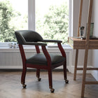 Flash Furniture – Fauteuil de conférence en cuir doux B-Z100-LF-0005-BK-LEA-GG, accoudoirs fixes, noir-Garniture tête de clou en laiton