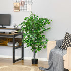 HOMCOM 4.5' Artificial Ficus Tree with Realistic Leaves for Indoor - Green-Sturdy nursery pot provides a stable base 