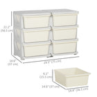Qaba - Organiseur de jouets pour enfants à 3 niveaux avec 6 bacs de rangement en plastique - Blanc crème-Compact pour un ajustement facile et spacieux à l'intérieur des tiroirs de 14 L  