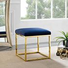 Modway Anticipate Ottoman - Gold/Navy-Velvet Polyester Upholstery