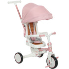 Qaba - Tricycle 7 en 1 pour tout-petit avec poignée parentale réglable et amovible - rose-Le design 7-en-1 s’adapte à la croissance de votre enfant, économisant de l’argent et de l’espace 