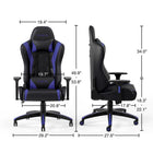 Emerge Vartan Bonded Leather Gaming Chair - Blue-Seat Dimensions: 21.18" W x 17.8" D