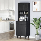 HOMCOM 71" H Kitchen Pantry Cabinet, Buffet Hutch, and Microwave Stand - Black-Suitable for your kitchen, dining room, and living room 