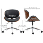Vinsetto - Chaise de bureau dossier bas sans accoudoirs - assise courbée - noire-Bois cintré en peuplier, solide et élégant, similicuir luxueux et facile à entretenir