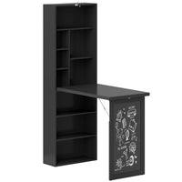 HOMCOM 38.6" Fold-out Convertible Computer Desk - Black-Easy fold design, can be kept out of the way and works both as a computer desk or as a dining table