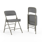 Flash Furniture HERCULES Series Premium Curved Triple Braced & Double Hinged Grey Fabric Metal Folding Chairs - 2 Pack-Designed for Commercial Use