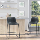 HOMCOM Counter Height Bar Stools with Back - Black - 2 Pack-Footrest for a relaxed posture
