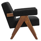 Modway Lyra Boucle Fabric Armchair - Black-Dense Foam Padding