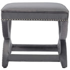 Modway Expound Upholstered Nailhead Trim Performance Velvet Ottoman - Grey-Dense Foam Cushioning
