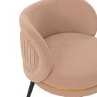 Manhattan Comfort - Chaise de salle à manger moderne Kaya 58 cm en velours capitonné - Nude-Dossier bas arrondi élégant avec design en tissu plissé et assise à anneau doré