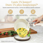 Gotham Steel 12-Piece Nonstick Ceramic Cookware Set - Cream-12 piece cookware set: 8.5" skillet, 10.5" fry pan + lid, 5qt pot + lid, 1.5qt & 2.5qt saucepans + lids, xl steamer, bonus square pan + seal lid