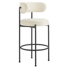 Modway Albie Boucle Fabric Bar Stools - Ivory/Black - 2 Pack-Weight Capacity: 330 lbs.