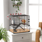 PawHut Hamster Cage with Deep Glass Bottom & Tunnel Tube System-A running wheel and two ramps for exercise