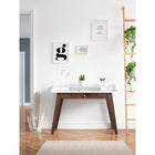 Thomasville Oliver 48"W Writing Desk - White/Brown-Brushed gold finish drawer pulls