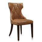 Manhattan Comfort - Lot de 2 chaises de salle à manger traditionnelles Reine 19,7 po en similicuir - coloris selle et noyer-Base standard à 4 pieds