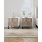 Manhattan Comfort - Table de nuit moderne DUMBO 51 cm à 2 tiroirs - Blanc et gris rustique - Lot de 2-Comprend 2 tiroirs à extension totale conçus avec des lignes verticales texturées