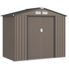 Outsunny 7' x 4' x 6' Garden Storage Shed with Steel Foundation Kit & Double Doors - Brown-Ample storage space for garden tools, lawn care equipment, supplies and more
