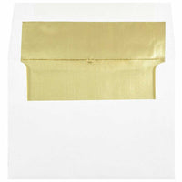 JAM Paper A7 Foil Lined Invitation Envelopes - 5.25" x 7.25" - White with Gold Foil - 50 Pack-Colour: White with Gold Foil Lining, Foil gives envelope natural looking shine