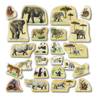 Yellow Door - Personnages en bois représentant des familles d'animaux en voie de disparition-Cet ensemble magnifiquement illustré de 12 animaux en voie de disparition recto verso est une merveilleuse façon de nourrir la compréhension d'un enfant de notre monde naturel fragile et de l'inciter à en prendre soin.