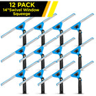 Gritt Commercial 14" Swivel Window Squeegee with Quick Release - 12 Pack-Handle swivels 180° to reach tight corners, edges and sills