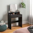 HOMCOM Makeup Vanity Desk with Mirror - 29.5" L x 15" W x 53.1" H - Black-Spacious tabletop, two drawers and three open compartments organise beauty essentials 