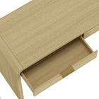 Manhattan Comfort Grace 54" Modern Desk - Natural Oak and Gold-Crafted with smooth solid wood rounded corners and a minimalist silhouette for a modern yet classic appeal
