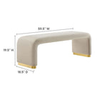 Modway Koda Performance Velvet Waterfall Long Bench - Brass/Almond-Waterfall Design