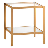 Hudson&Canal Hera 20"W Square Side Table with Mirror Shelf - Brass-A modern contemporary design for your living room, bedroom, and more