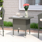 Outsunny 20" Patio Wicker Coffee Table with Plastic Board Underneath the Woven Tabletop - Grey-The metal frame of this table ensures longevity for everyday use