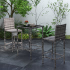 Outsunny 3 Piece Patio Bar Set for Patios Backyards Balcony Gardens Poolside-Made from solid galvanized steel pipe and PE rattan in excellent manufacturing