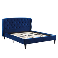 Modway Penelope Tufted Wingback Performance Velvet Queen Platform Bed - Navy-Queen Wingback Platform Bed