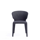 Manhattan Comfort - Lot de 2 chaises de salle à manger Conrad 52 cm style mid-century modern, revêtement en tweed tissé noir-Couture raffinée avec dossier profilé