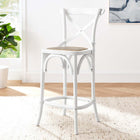 Modway Gear Counter Stool - White-Woven Rattan Seat