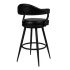 Armen Living - Justin Tabouret de Bar Pivotant de 66 cm de Hauteur de Comptoir en Similicuir Noir Vintage avec Pieds en Métal Noir-58,4 cm L x 55,9 cm l x 95,3 cm H