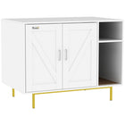 PawHut Cat Litter Box Enclosure with Scratching Pad and Storage - White-The cat litter box enclosure also doubles as a stylish side table.