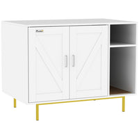 PawHut Cat Litter Box Enclosure with Scratching Pad and Storage - White-The cat litter box enclosure also doubles as a stylish side table.