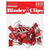 JAM Paper Colourful Binder Clips - Small - 3/4" - Red - 25 Pack- Colour: Red | Made of tempered steel for an extra strong hold