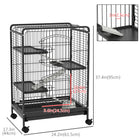 PawHut 37" H 4-Tier Rolling Small Pet Cage - Black-With multiple doors for easy access to the inside of the small animal enclosure 