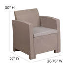 Flash Furniture Chaise en fausse rotin gris clair avec coussin gris clair tout temps-Structure de cadre en résine durable