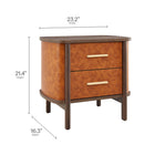 Modway Coralie 2-Drawer Curved Vegan Leather Nightstand - Walnut Tan-Vegan Leather-Wrapped Frame