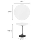 Modway Lippa 20" Round Wood Side Table - Black White-MDF Tabletop