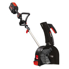 Garant Cordless Electric Snow Shovel-Front snow-cutting guard and 180° rotating chute to throw snow up to 25 feet (7.5 m), even in tight spaces, with a durable impeller resistant to debris