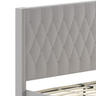 Flash Furniture - Lit plateforme Riverdale grand touffeté et rembourré en tissu gris clair-30 lattes en bois