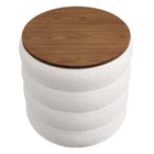 Modway Mezzo Round Boucle Fabric Storage Ottoman - Cloud-Fully Assembled