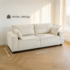 HOMCOM - Canapé 3 places en velours côtelé 86 po avec coussin à ressorts - beige-L'assise spacieuse accueille confortablement trois adultes pour les rassemblements   