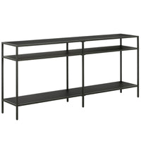 Hudson&Canal - Console Sivil 64" de largeur avec étagères en métal - Bronze noirci-Un design contemporain moderne pour votre entrée, votre salon, votre bureau et plus encore