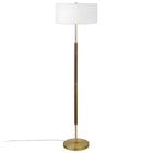 Hudson&Canal Simone 2-Light Floor Lamp with Fabric Shade - Rustic Oak/Brass/White-Includes a 8 ft. cord with rotary socket switch