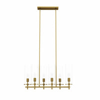 Modway Skylark 6-Light Chandelier - Clear/Satin Brass-Modern 6-Light Chandelier
